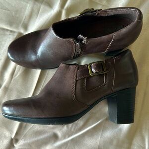 Clarks Rich Brown Leather Booties